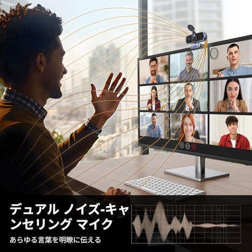 UGREEN 4K ウェブカメラ PC用 Ultra HD 1080P 60FPS Webカメラ、マイク付き、プライバシーカバー、70° Fov、PDAF オートフォーカス、USB A＆USB C アダプター、プラグ＆プレイ、ストリーミング/Skype/Zoom用 在宅勤務・授業・会議用 Windows 7/8/10/11、Mac OS、Linux対応 中間 画像