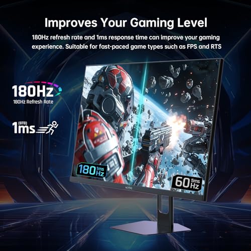 KTC 27 Inch QHD Gaming Monitor, 180Hz 1ms GTG Fast IPS 2K Computer Gamer Monitor, 1440P HDR Frameless Monitor with Adaptive Sync, Tilt Adjustment, VESA Compatible, Eye Care, DisplayPort HDMI, H27T22S 最後 画像