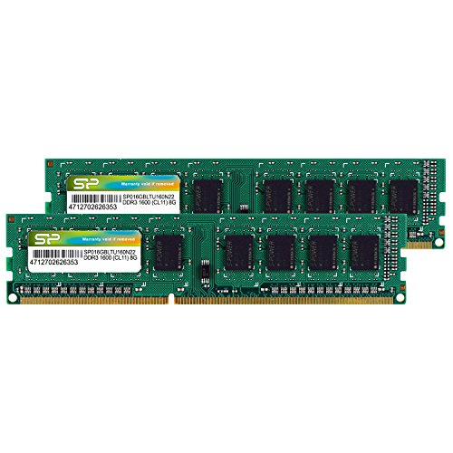 シリコンパワー デスクトップPC用 メモリ DDR3 1600 PC3-12800 8GB x 2枚 (16GB) 240Pin 1.5V CL11 Mac 対応 SP016GBLTU160N22 画像1