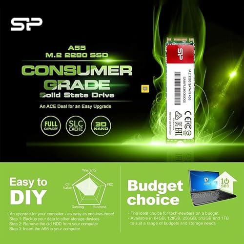 シリコンパワー SSD M.2 512GB 2280 SATA III 3D TLC NAND採用 6Gbps 3年保証 中間 画像