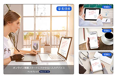 XPPen ペンタブレット Decoシリーズ 板タブ スマホ対応 絵描きペンタブ ペイントソフト付き Androidに対応 イラストコンテスト記念版 Deco01V2の特徴・詳細 画像