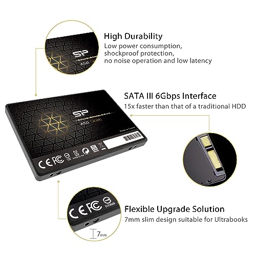シリコンパワー512GB SSD 3D NAND A58 SLCキャッシュパフォーマンスブーストSATA III 2.5インチ内蔵SSD 7mm 512GBSS3A58A25 中間 画像