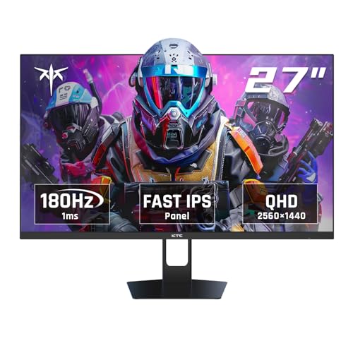 KTC 27 Inch QHD Gaming Monitor, 180Hz 1ms GTG Fast IPS 2K Computer Gamer Monitor, 1440P HDR Frameless Monitor with Adaptive Sync, Tilt Adjustment, VESA Compatible, Eye Care, DisplayPort HDMI, H27T22S 画像1