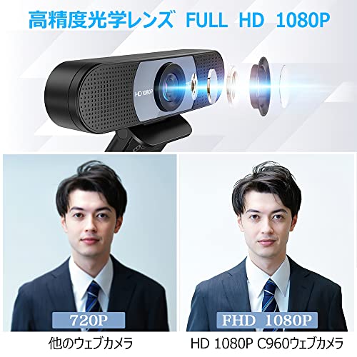 EMEET Webカメラ C960 ウェブカメラ FHD 1080P 30FPS 200万画素 90°広角 2つ内蔵マイク 目隠しカバー付き 固定フォーカス usbカメラ 外付け 自動光補正 三脚取付可 skype Youtube Windows 10/11 MacOS 10.14及び以上 グレー 中間 画像