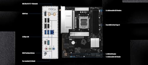ASRock マザーボード B850 Rock WiFi7 AMD Ryzen 9000 / 8000 / 7000 シリーズ CPU (Soket AM5) 対応 DDR5 ATX マザーボード 【国内正規代理店品】の特徴・詳細 画像