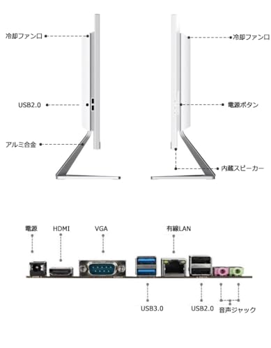 【整備済み品】【MS Office H&B 2024】【未使用品】一体型PC 【MS Office H&B 2024】wajun Pro-X10/23.8型フルHD/第4世代 i5-4200M/Win11 Pro/wajunのwifi/Bluetooth/HDMI/WEBカメラ/8GB/128GB SSDの詳細・まとめ 画像