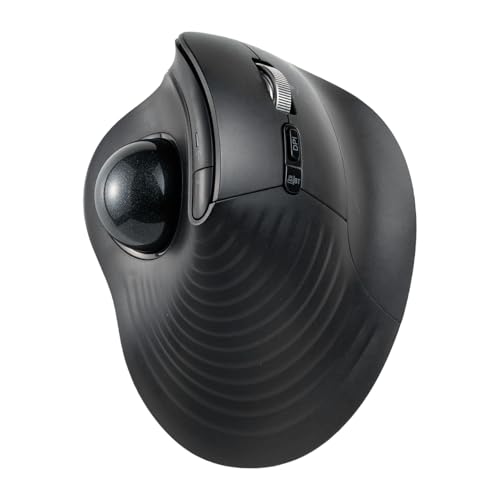 サンワダイレクト ワイヤレス トラックボールマウス 静音 チルトホイール 高速スクロール Bluetooth 5ボタン 充電式 エルゴノミクス マウス 無線 トラックボール ブラック 400-MAWBTB230BKの外観・全体像 画像