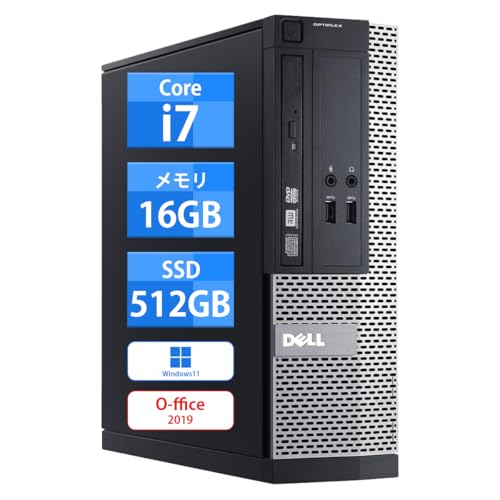 【整備済み品】デル デスクトップ OptiPlex 3020SFF又9020SFFデスクトップパソコン 高性能Corei7/windows11 デスクトップ/Office 2019搭載 初期設定済/WIFI 6/Bluetooth4.2/DP/VGA/USB3.1/4KHD対応/マルチ画面対応/180日保証 (メモリ16GB+SSD512GB) 1
