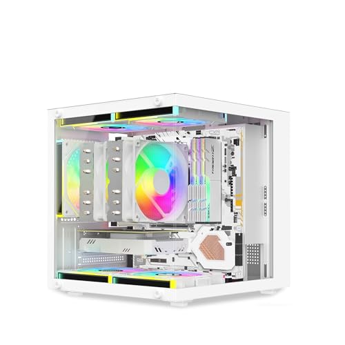 MOIKYIGI 超小型 MicroATX MiniITX PCケース 強化ガラス側板 コンパクトデスクトップケース (ホワイト) 1