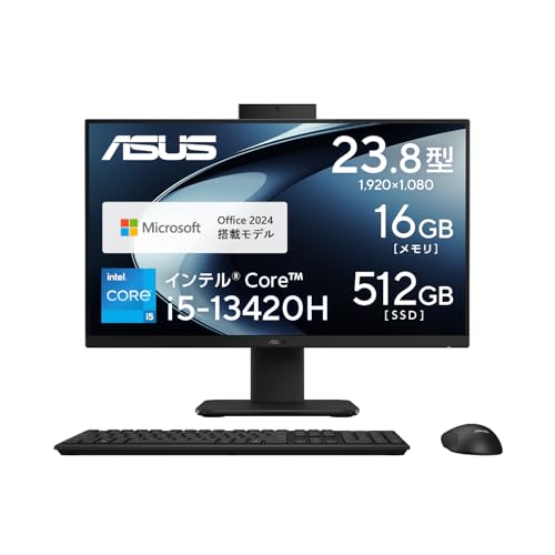 ASUS デスクトップPC V400 AiO V440VAK 23.8インチ Windows 11 インテル Core i5 13420H メモリ16GB SSD 512GB MS Office 2024 USBキーボード/USBマウス付属 一体型 AIO デスクトップパソコン ブラック V440VAK-BPC048WS 1