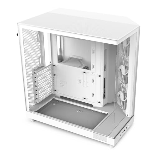 NZXT H6 Flow White 2面ウルトラクリア 強化ガラスパネル採用 120mm ケースファン 3基付属 デュアルチャンバー ショーケース型 ミドルタワー ATX PCケース ホワイト CC-H61FW-01 CS8790 1