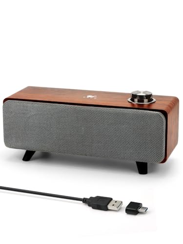 OROW PC スピーカー サウンドバー スピーカー 卓上 木製 テレビ/スマホ/パソコン用 Soundbar 10W出力 重低音 デスクトップスピーカー有線 usb接続 スピーカー(S207)の外観・全体像 画像