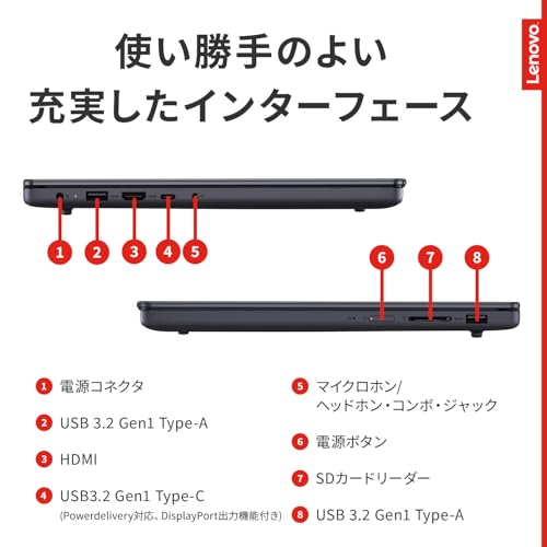 Lenovo ノートパソコン パソコン IdeaPad Slim 3 14.0インチ AMD Ryzen™ 5 8640HS メモリ16GB SSD512GB Microsoft 365試用版 Windows11 バッテリー駆動12.6時間 重量1.39kg ルナグレー 83K90023JP ノートPCの特徴・詳細 画像