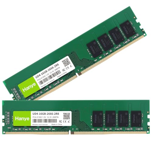 デスクトップPC用メモリ 32GB(16GBx2枚) PC4-21300(DDR4-2666) 288pin DIMM Hanye 1.2V CL19 UD4-16GB-2666-2R8 国内正規代理店品 1