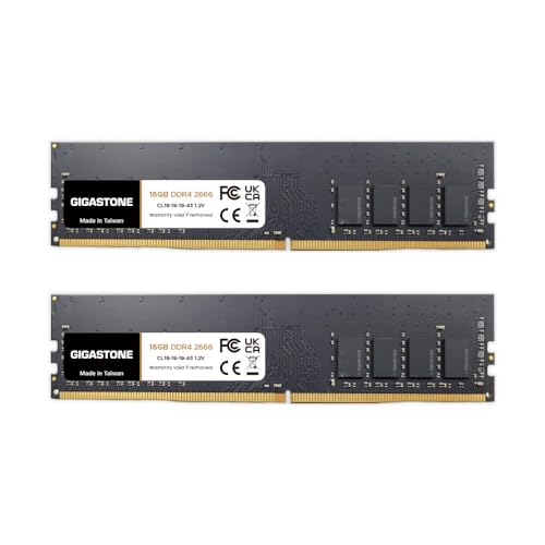 【メモリ DDR4】GIGASTONE 16GBx2枚 (32GB Kit) DDR4 2666MHz (2400MHz or 2133MHz) PC4-21300 (PC4-19200/17000) CL19 1.2V UDIMM 288 ピン アンバッファー 非 ECC PC デスクトップ専用 メモリモジュール アップグレードの外観・全体像 画像
