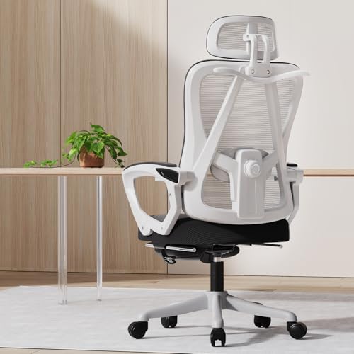 オフィスチェア 椅子 デスクチェア オフィスチェア メッシュ ハイバック リクライニング フットレスト付き 勉強椅子 パソコンチェア ゲーミングチェア 在宅ワーク 疲れにくい 150kg耐荷重 pcチェア 調節可能腰サポート 調節ヘッドレスト 静音キャスター (ホワイト)の外観・全体像 画像