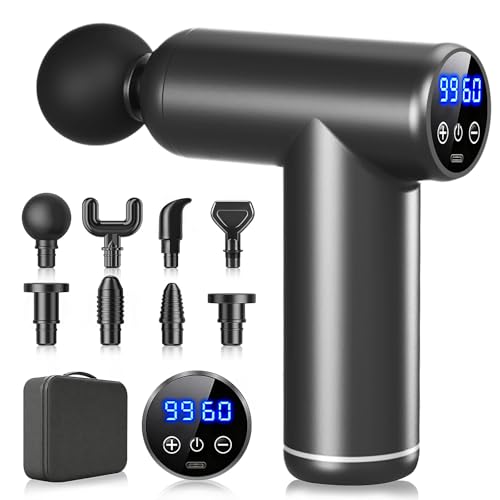 Munyday 筋膜リリースガン【2026年業界新定番・12mm深く振幅・極限の全身解放】ハンディガン 99段階超強力振動 静音 フット・太もも・腰・背中・首・肩 筋膜はがし 全身リフレッシュ道具 LEDスクリーン ミニ 筋膜ガン きんまくリリース電動ガン リリースガン 8つアタッチメント 急速充電 超軽量 携帯便利 収納ボックス&日本語明書 誕生日プレゼント 父の日 母の日 クリスマス ギフトの外観・全体像 画像