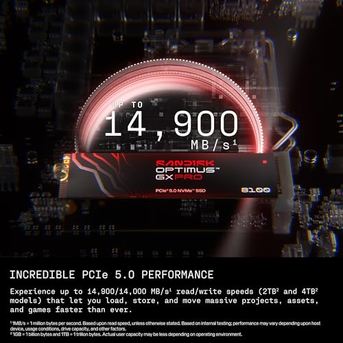 SANDISK 2TB Optimus GX PRO 8100 PCIe 5.0 NVMe SSD - M.2 2280、最大14,900MB/秒の読み取り速度、超高速パフォーマンス - SDSP82200TANの特徴・詳細 画像