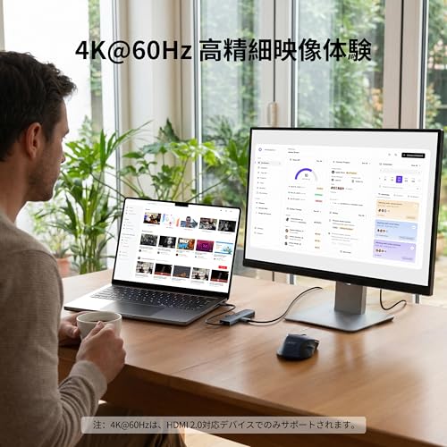 Acer USB C ハブ【6-in-1】Type-C to HDMI ハブ 4K@60Hz、1000Mbps 有線LAN ポート、USB-A 3.0×2 & USB-C 3.0、PD 100W対応 タイプC Hub アダプター ノートPC タブレット MacBook Pro/Air・iPad・iMac・XPS対応の特徴・詳細 画像