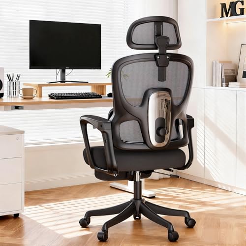 GXTRACE オフィスチェア 椅子 デスクチェア ゲーミングチェアトリガーボタン 操作しやすい アームレスト 独立型 腰サポート パソコンチェア 3Dヘッドレスト デスクワーク 通気性メッシュ (Black) 1