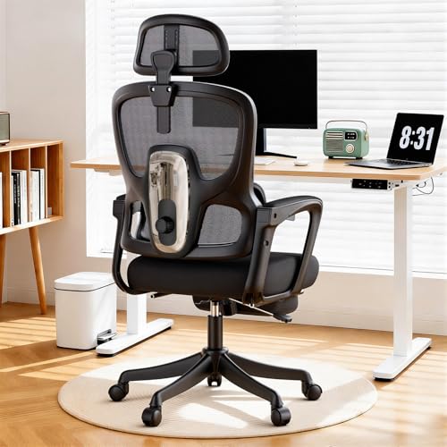 GXTRACE オフィスチェア 椅子 デスクチェア ゲーミングチェアトリガーボタン 操作しやすい アームレスト 独立型 腰サポート パソコンチェア 3Dヘッドレスト デスクワーク 通気性メッシュ (Black)の特徴・詳細 画像