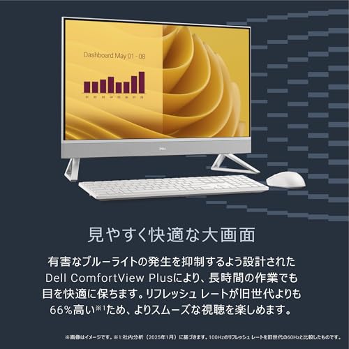 【Amazon.co.jp限定】Dell デスクトップパソコン 一体型 Dell 27 AIO EC27250 27インチ Core i7-1355U メモリ16GB SSD1TB Windows 11 パールホワイト 翌営業日対応オンサイト出張修理サービス1年(HDD返却不要サービス) AD69-FNAの詳細・まとめ 画像