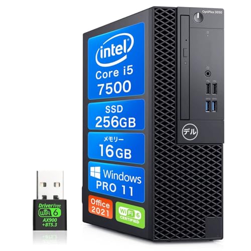 【整備済み品】デル/デスクトップpc/OptiPlex 3050SFF/デスクトップパソコン/高性能 第7世代 Corei5 7500/windows11 デスクトップ/Office 2021搭載/WIFI6/Bluetooth5.3/DP/HDMI/USB3.0/4KHD対応/マルチ画面対応/初期設定済み・整備・180日保証(メモリ16GB+SSD256GB) 1