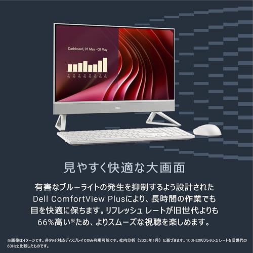 【Amazon.co.jp限定】Dell デスクトップパソコン 一体型 Dell 24 AIO EC24250 23.8インチ Core i5-1334U メモリ16GB SSD512GB Windows 11 パールホワイト 翌営業日対応オンサイト出張修理サービス1年(HDD返却不要サービス) AD47-FNWAの詳細・まとめ 画像