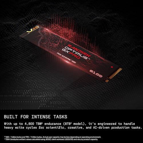 SANDISK 2TB Optimus GX PRO 8100 PCIe 5.0 NVMe SSD - M.2 2280、最大14,900MB/秒の読み取り速度、超高速パフォーマンス - SDSP82200TANの特徴・詳細 画像