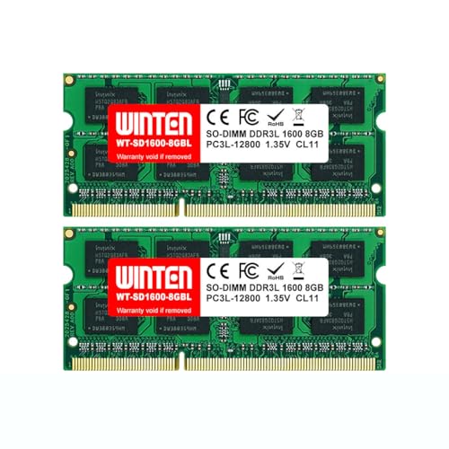 WINTEN ノートPC用メモリ DDR3-1600 16GB（8GB×2枚） 低電圧 204Pin CL11 1.35V 1.5V SODIMM SDRAM 内蔵メモリー 増設メモリー【5年保証・相性保証】WT-SD1600-D16GBL 1