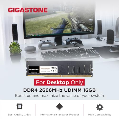 【メモリ DDR4】GIGASTONE 16GBx2枚 (32GB Kit) DDR4 2666MHz (2400MHz or 2133MHz) PC4-21300 (PC4-19200/17000) CL19 1.2V UDIMM 288 ピン アンバッファー 非 ECC PC デスクトップ専用 メモリモジュール アップグレードの詳細・まとめ 画像