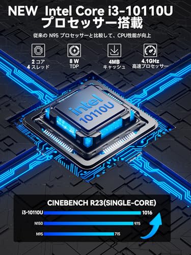 ミニPC GMKtec G3 Pro mini pc【Intel Core i3-10110U初登場】最大4.1GHz 64GB DDR4＋8TB SSD拡張｜16GB+512GB標準搭載｜ミニパソコン Windows11 Pro 小型pc 2.5G LAN WiFi6 BT5.2｜2画面出力 VESA対応 高性能 超小型 静音 省電力 pc デスクトップ minipc 企業用/在宅勤務の特徴・詳細 画像