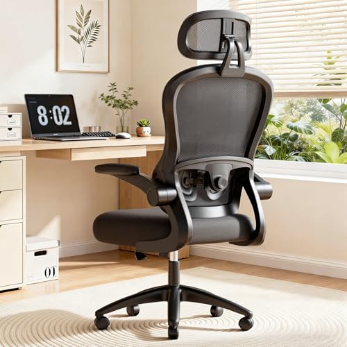 GXTRACE オフィスチェア デスクチェア 椅子 ゲーミングチェア ゲームチェア ブラック 腰サポート 跳ね上げ式アームレストパソコンチェア 3Dヘッドレスト 通気性メッシュ (Black) 1