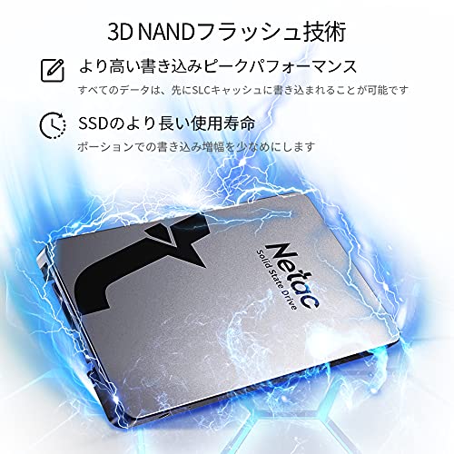 Netac SSD 1TB SATA3.0 6Gb/s 最大560MB/s 3D TLC NAND採用 2.5インチ 金属 N530S 内蔵型 ssd PC PS4適用 静音 低消費電力 耐振動 耐衝撃性 N530S（シルバー）の特徴・詳細 画像