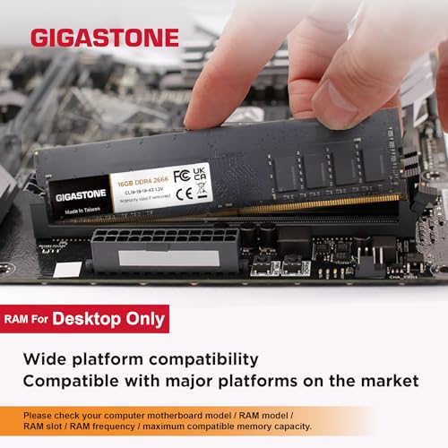 【メモリ DDR4】GIGASTONE 16GBx2枚 (32GB Kit) DDR4 2666MHz (2400MHz or 2133MHz) PC4-21300 (PC4-19200/17000) CL19 1.2V UDIMM 288 ピン アンバッファー 非 ECC PC デスクトップ専用 メモリモジュール アップグレードの特徴・詳細 画像