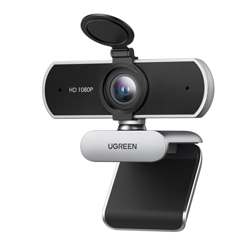 UGREEN ウェブカメラ FineCam Lite フルHD 1080P 200万画素 マイク内蔵 USB Webカメラ、ノイズキャンセリングマイク×2、85°超広視野角 & 固定焦点、プラグ＆ドプレイ、自動光補正、プライバシーカバー付き、ストリーミング/会議用PCカメラ、 Zoom/Teams/Skype、在宅勤務・授業・会議用 シルバーグレー 1