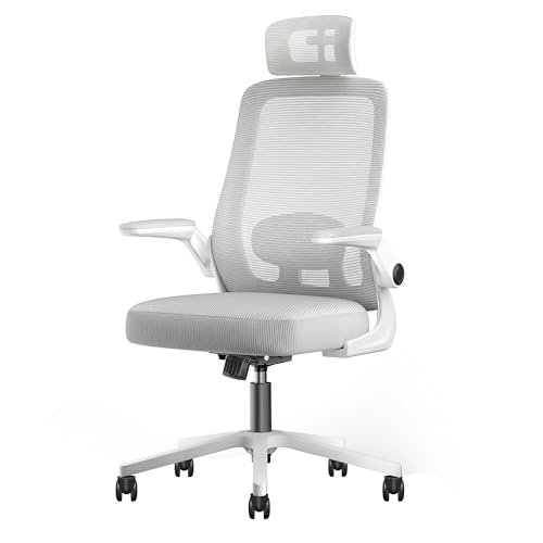 オフィスチェア デスクチェア ゲーミングチェア 腰サポート可動式ランバー 跳ね上げ式アームレスト 2Dヘッドレスト 30°ロッキング 通気性メッシュ 8CM厚座面 360°回転 10CM昇降調節 パソコンチェア(グレー) 1