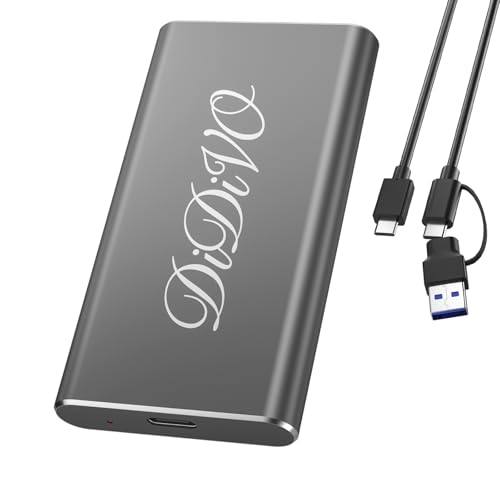 DIDIVO 外付けSSD 1TB、最大460MB/s・USB-C/A 2 in 1ケーブル&収納袋付属、ポータブルSSD小型軽量アジュバント4K ProRes HDR対応Phone 17 Pro MAX/スマホ/タブレット/ノートPC (1 TB)の外観・全体像 画像