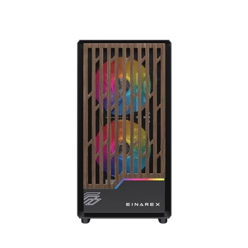 EINAREX エイナレックス PULSE PM400 RGB Micro-ATX対応 PCケース 強化ガラス 静音 高冷却設計 木製フロントデザイン RGBケースファン3基搭載 240mm水冷対応 最大370mmグラボ対応 Blackの特徴・詳細 画像