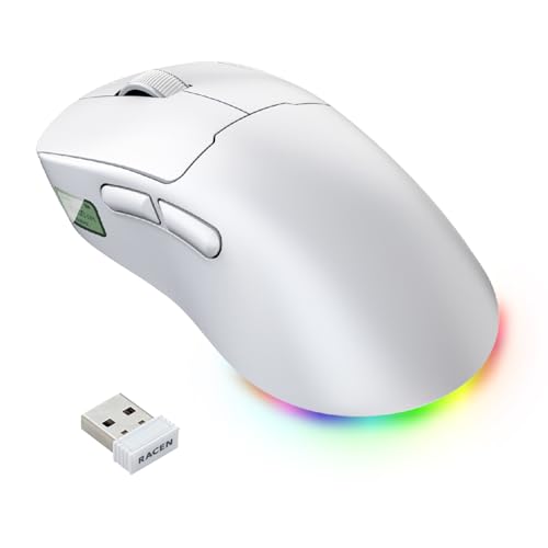 センチュリー「RACEN」 2.4GHz ワイヤレス接続対応 液晶搭載軽量ゲーミングマウス LightBow ホワイト CRC-WGMRGB02WT‗FP 国内サポートの特徴・詳細 画像