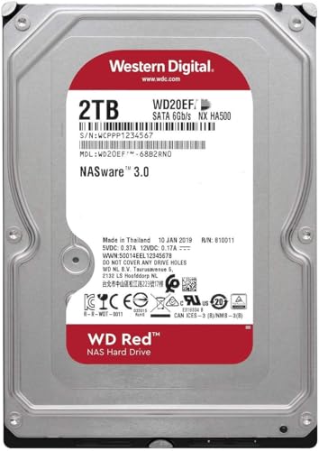 【Amazon.co.jp 限定】Western Digital ウエスタンデジタル Red 内蔵 HDD ハードディスク 2TB CMR 3.5インチ SATA 5400rpm キャッシュ64MB NAS WD20EFRX/WD20EFAX/W*D20EFPX 高耐久 24時間連続稼働, 静音, データ保存向け(整備済み品)(容量：2TB)の詳細・まとめ 画像