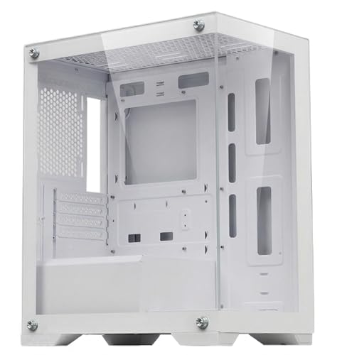 KAGAMI H-1 M-ATX/ITX 自作用PCケース ホワイト 強化ガラス スチール コンパクト設計 ゲーミング ケーブルマネジメント RGB対応可能 1