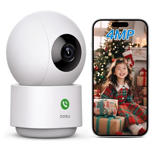【強化版400万高画素・2.4Gと5GhzWiFi対応・ワンタッチコール機能】aosu 見守りカメラ ペットカメラ 室内 防犯カメラ 人体/モーション検知 可上下左右自動追尾 24h常時録画 即時通知 屋内カメラ 双方向会話 アプリ連携 複数台接続 家族共有 ホームカメラ 犬/猫/高齢者介護用 インドア/玄関/店舗用室内カメラ Alexa対応 1
