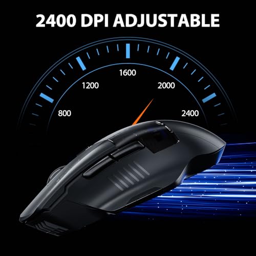 INPHIC A9 Explorer ワイヤレスマウス（ノートパソコン用）、2.4G/Bluetooth 5.0、RGBライティング、2400DPI、電池残量表示、Type-C充電，黒いの特徴・詳細 画像