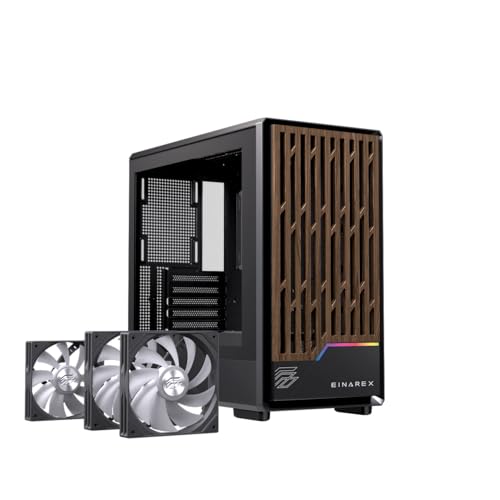 EINAREX エイナレックス PULSE PM400 RGB Micro-ATX対応 PCケース 強化ガラス 静音 高冷却設計 木製フロントデザイン RGBケースファン3基搭載 240mm水冷対応 最大370mmグラボ対応 Blackの詳細・まとめ 画像