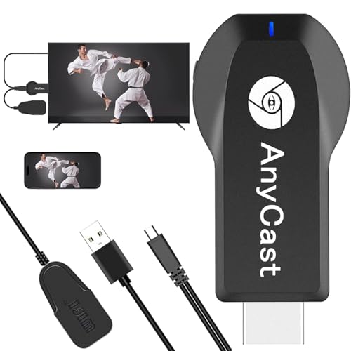 HDMIミラーキャスト【2026年最先端技術搭載・Anycast正規認証】4K HD/1080P対応 テレビにスマホ画面を映す iPhone & Android 接続モード切替不要 YouTube視聴対応 ワイヤレス ミラーリング 簡単接続 Android/iOS/Windows/Mac OS対応 日本語取扱説明書付き（ブラック） 1