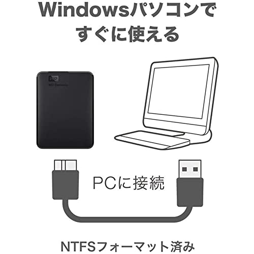 WD ポータブルHDD 5TB USB3.0 ブラック WD Elements Portable 外付けハードディスク / メーカー2年保証 WDBU6Y0050BBK-WESN 国内正規代理店品の特徴・詳細 画像