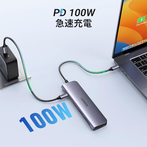 UGREEN Revodok 1071 USB-Cハブ 7-IN-1 USB ハブ Type-C PD100W急速充電 USB-C 5Gbps高速転送 4K HDMIハブ USB 3.0 2ポート拡張 SD Micro SD/TFカードリーダー付き タイプC アダプター Mac air/Pro/Rog Ally Dell XPS HP Surface Go Galaxy Xperia 5などに対応の特徴・詳細 画像