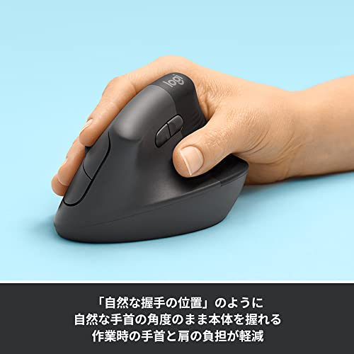 ロジクール ワイヤレス 縦型 静音 エルゴノミック マウス LIFT M800GR Logi Bolt Bluetooth Unifying非対応 smartwheel ワイヤレスマウス 無線 windows mac chrome iPad Android OS M800 グラファイト 国内正規品の特徴・詳細 画像