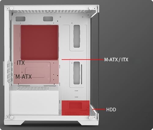 KAGAMI H-1 M-ATX/ITX 自作用PCケース ホワイト 強化ガラス スチール コンパクト設計 ゲーミング ケーブルマネジメント RGB対応可能の特徴・詳細 画像